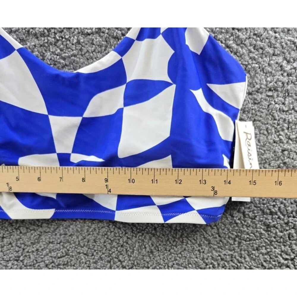 Raisins Aruba Printed Bikini Tank Top Juniors' XL Blue/White Scoop Neck Pullover